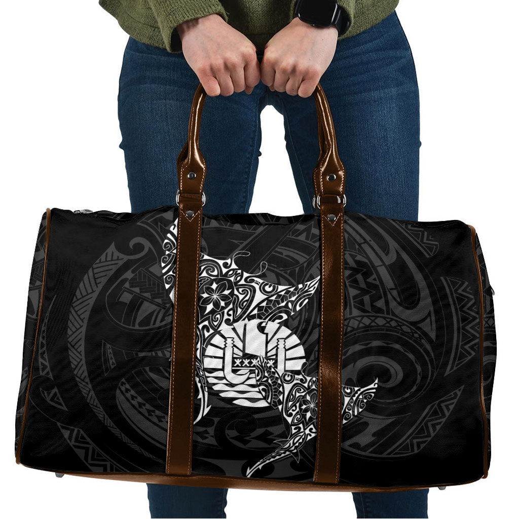 French Polynesia Manta Ray Tattoo Travel Bag Tahiti Hahalua Turtle Shark Black Color