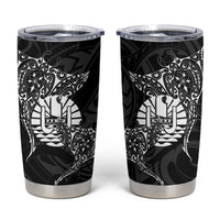 French Polynesia Manta Ray Tattoo Tumbler Cup Tahiti Hahalua Turtle Shark Black Color LT14 Black - Polynesian Pride