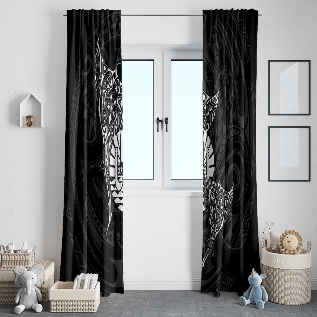 French Polynesia Manta Ray Tattoo Window Curtain Tahiti Hahalua Turtle Shark Black Color