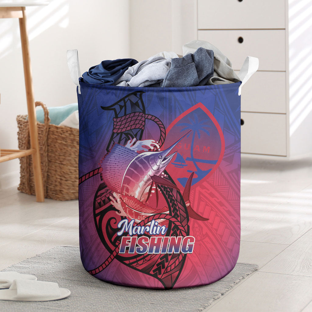 Guam Blue Marlin Fishing Laundry Basket Guahan Fish Hook Tattoo