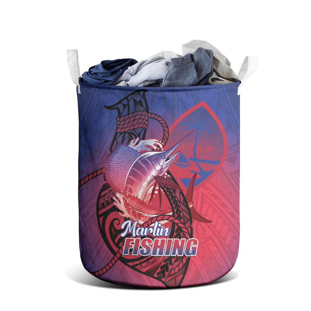 Guam Blue Marlin Fishing Laundry Basket Guahan Fish Hook Tattoo