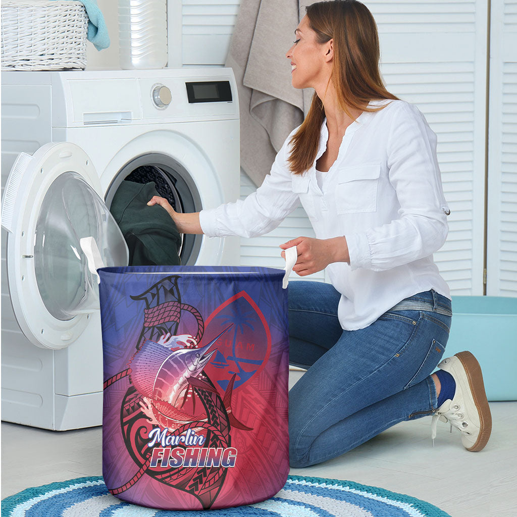 Guam Blue Marlin Fishing Laundry Basket Guahan Fish Hook Tattoo