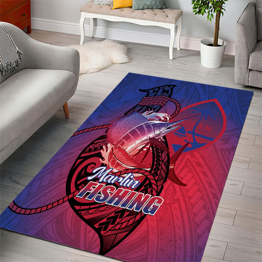 Guam Blue Marlin Fishing Area Rug Guahan Fish Hook Tattoo