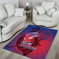 Guam Blue Marlin Fishing Area Rug Guahan Fish Hook Tattoo