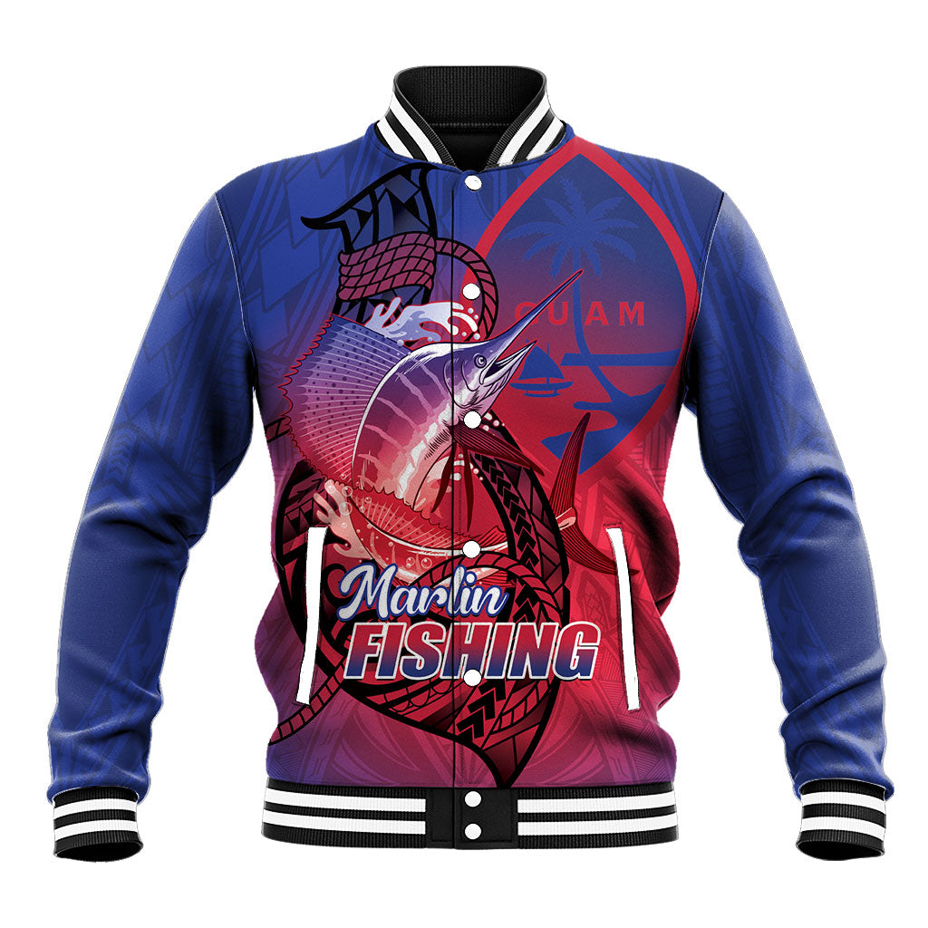 Guam Blue Marlin Fishing Baseball Jacket Guahan Fish Hook Tattoo