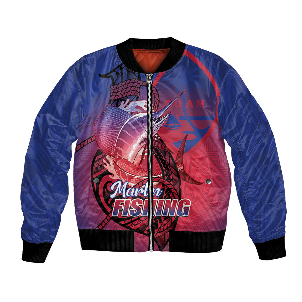 Guam Blue Marlin Fishing Bomber Jacket Guahan Fish Hook Tattoo