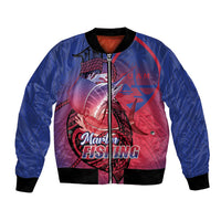 Guam Blue Marlin Fishing Bomber Jacket Guahan Fish Hook Tattoo