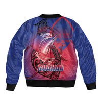 Guam Blue Marlin Fishing Bomber Jacket Guahan Fish Hook Tattoo