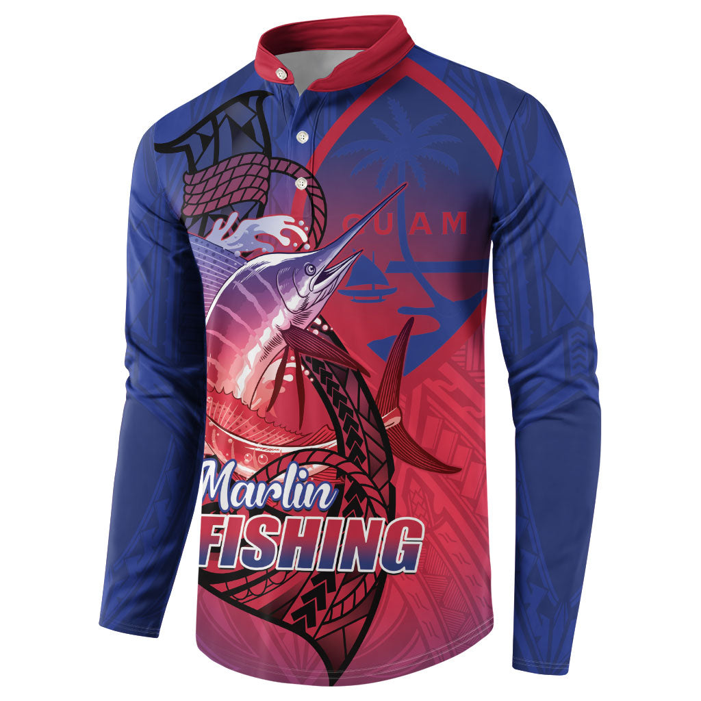 Guam Blue Marlin Fishing Button Sweatshirt Guahan Fish Hook Tattoo LT14 - Polynesian Pride