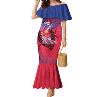 Guam Blue Marlin Fishing Family Matching Mermaid Dress and Hawaiian Shirt Guahan Fish Hook Tattoo LT14 Mom's Dress Blue - Polynesian Pride