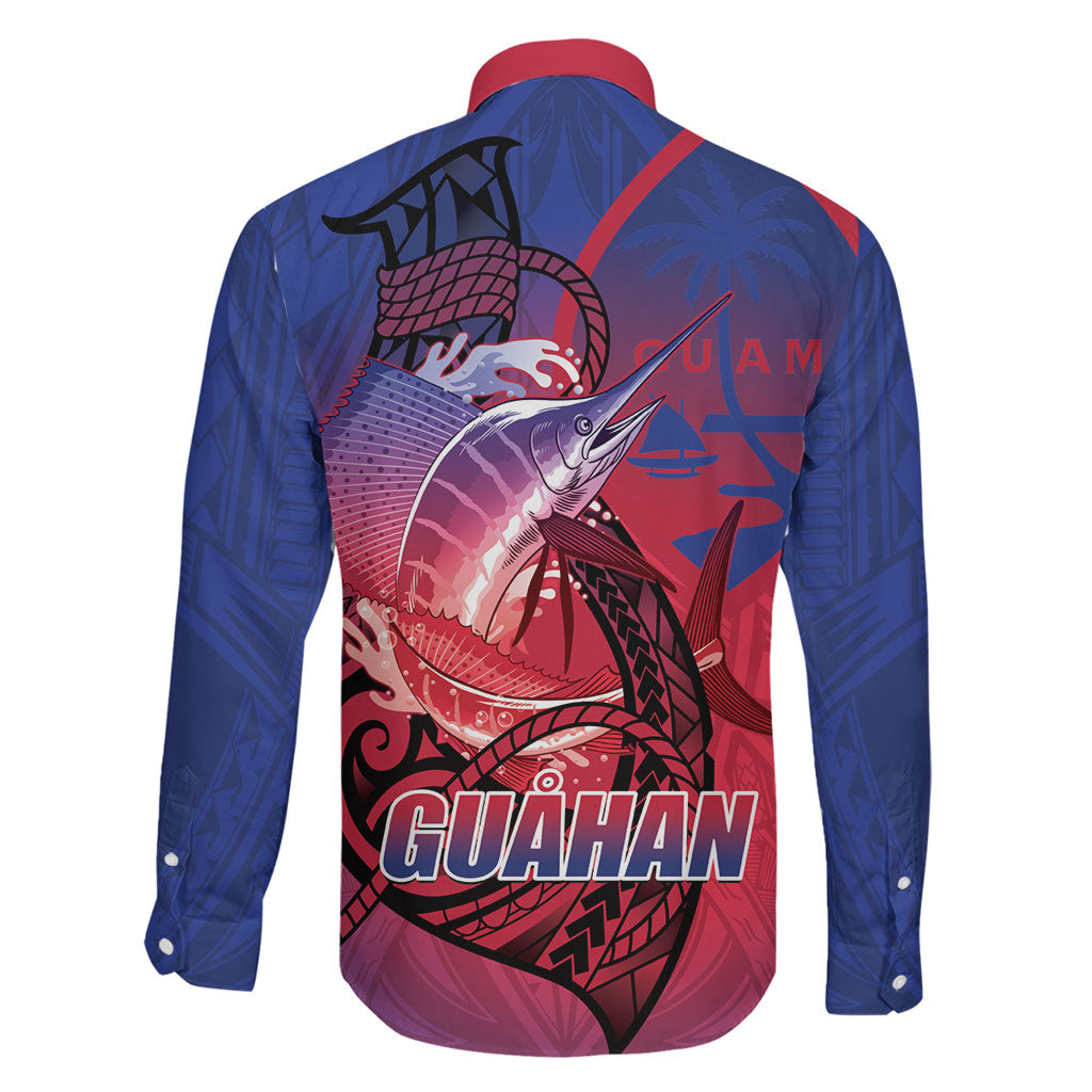 Guam Blue Marlin Fishing Family Matching Summer Maxi Dress and Hawaiian Shirt Guahan Fish Hook Tattoo LT14 - Polynesian Pride