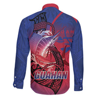 Guam Blue Marlin Fishing Family Matching Tank Maxi Dress and Hawaiian Shirt Guahan Fish Hook Tattoo LT14 - Polynesian Pride