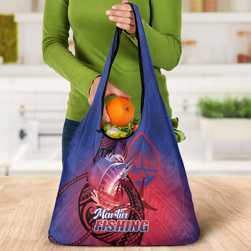 Guam Blue Marlin Fishing Grocery Bag Guahan Fish Hook Tattoo