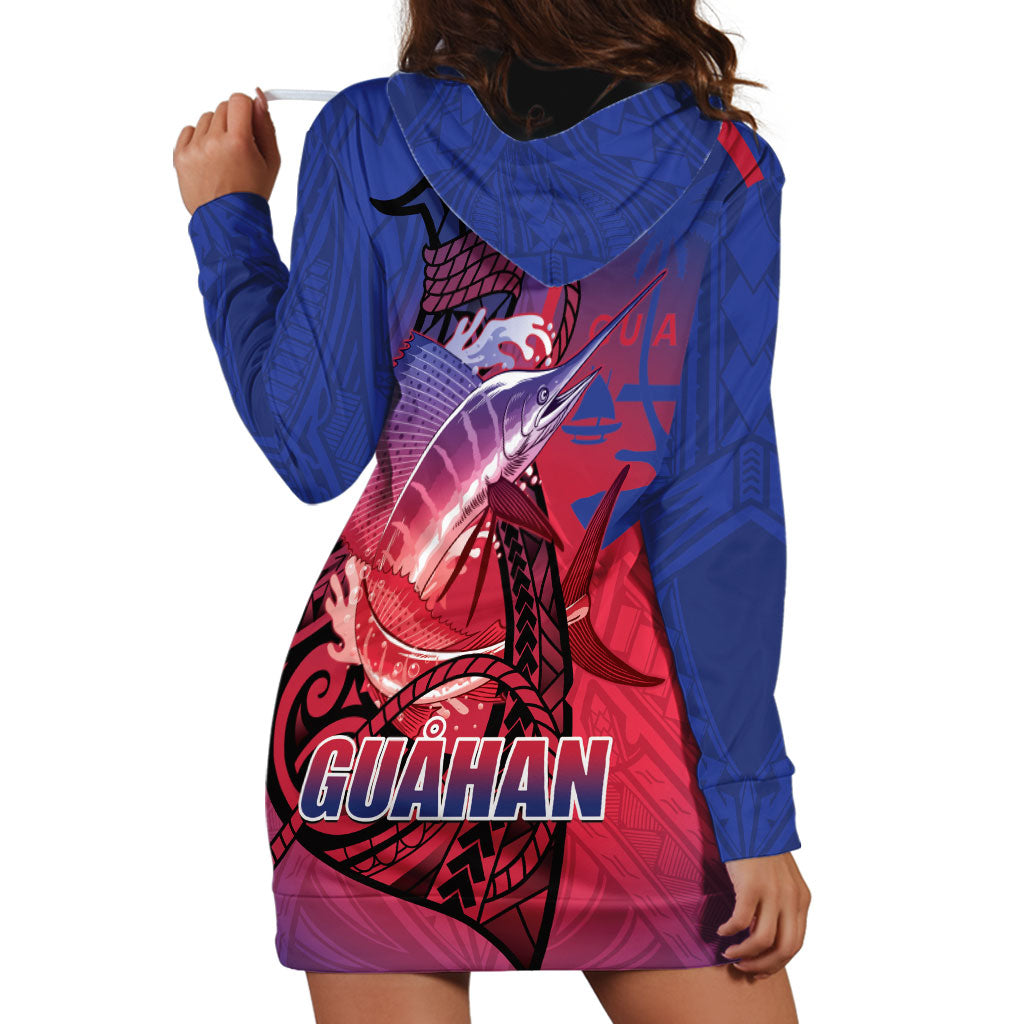 Guam Blue Marlin Fishing Hoodie Dress Guahan Fish Hook Tattoo LT14 - Polynesian Pride