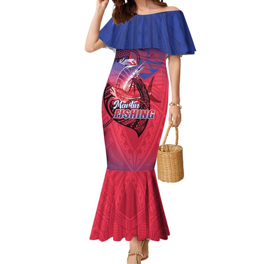 Guam Blue Marlin Fishing Mermaid Dress Guahan Fish Hook Tattoo