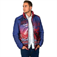 Guam Blue Marlin Fishing Padded Jacket Guahan Fish Hook Tattoo