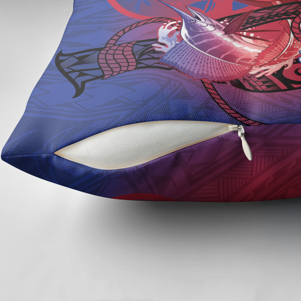 Guam Blue Marlin Fishing Pillow Cover Guahan Fish Hook Tattoo