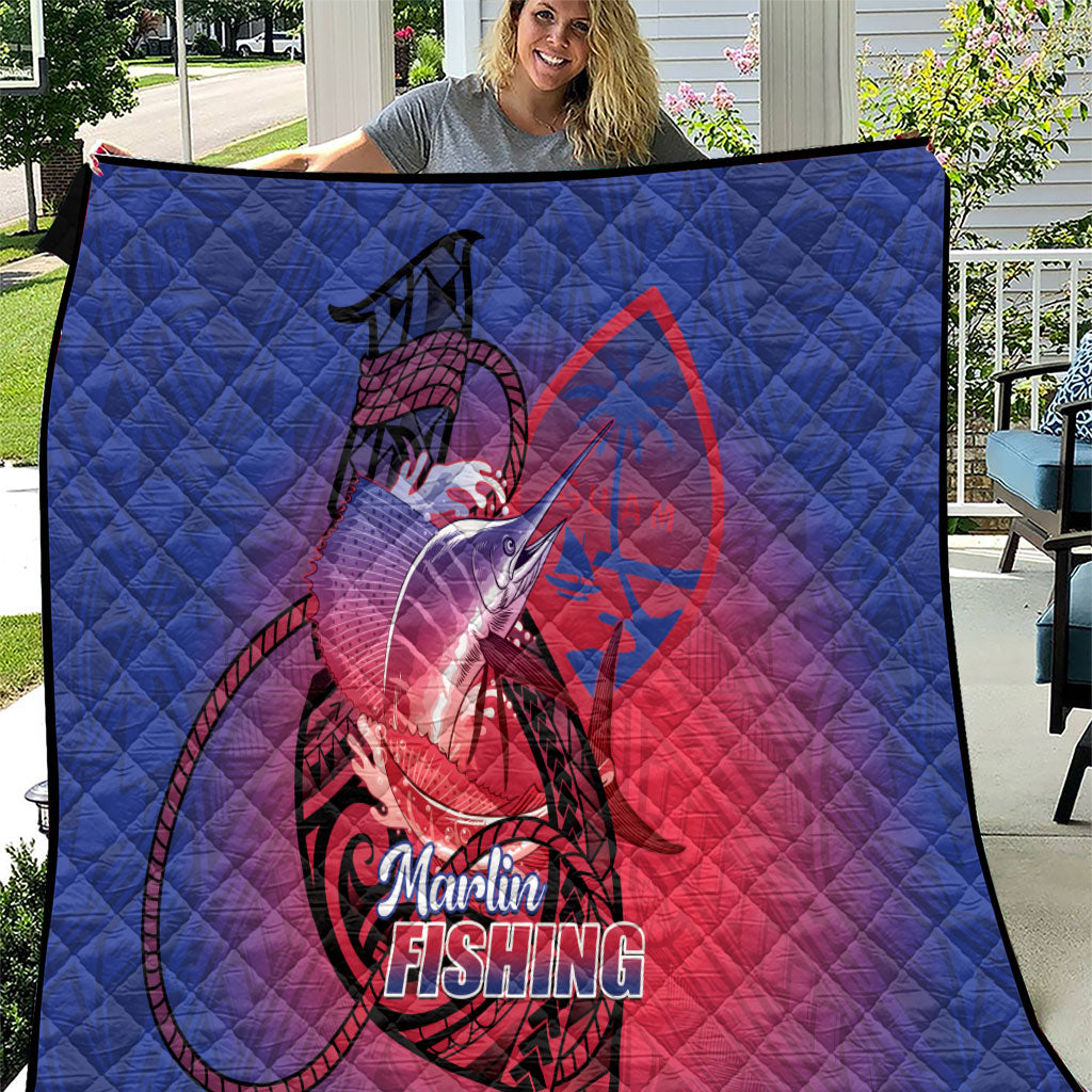 Guam Blue Marlin Fishing Quilt Guahan Fish Hook Tattoo