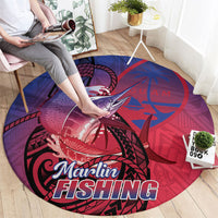 Guam Blue Marlin Fishing Round Carpet Guahan Fish Hook Tattoo