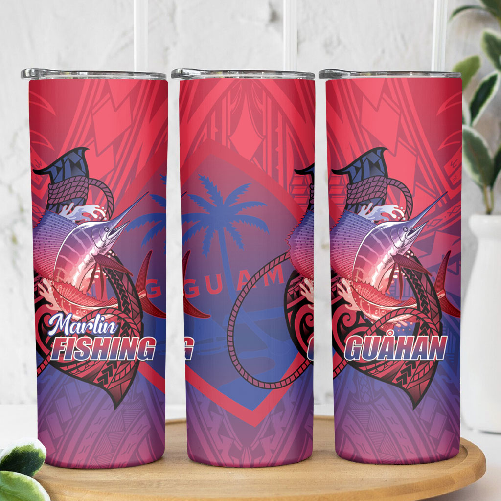 Guam Blue Marlin Fishing Skinny Tumbler Guahan Fish Hook Tattoo LT14 - Polynesian Pride