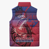 Guam Blue Marlin Fishing Sleeveless Puffer Jacket Guahan Fish Hook Tattoo