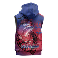 Guam Blue Marlin Fishing Sleeveless Zip Hoodie Guahan Fish Hook Tattoo