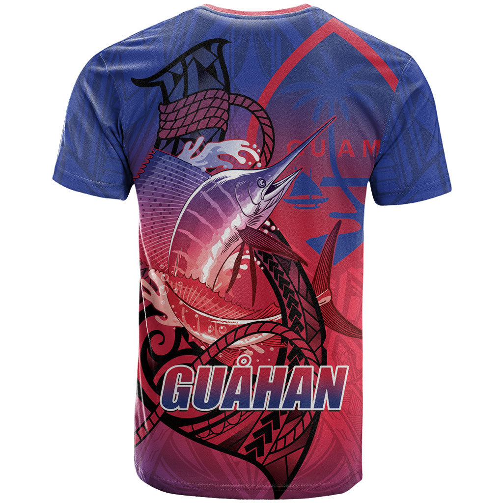 Guam Blue Marlin Fishing T Shirt Guahan Fish Hook Tattoo LT14 - Polynesian Pride