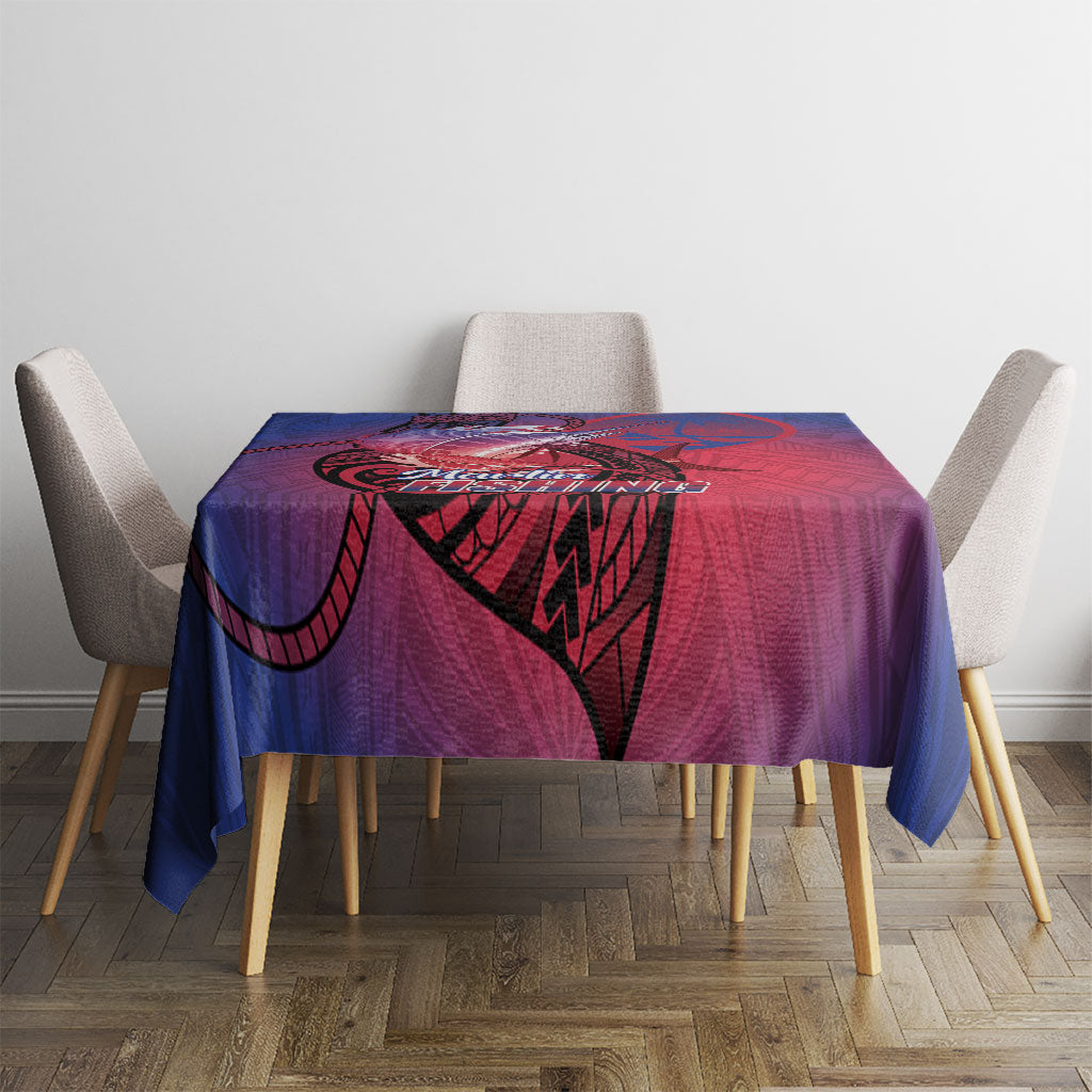 Guam Blue Marlin Fishing Tablecloth Guahan Fish Hook Tattoo