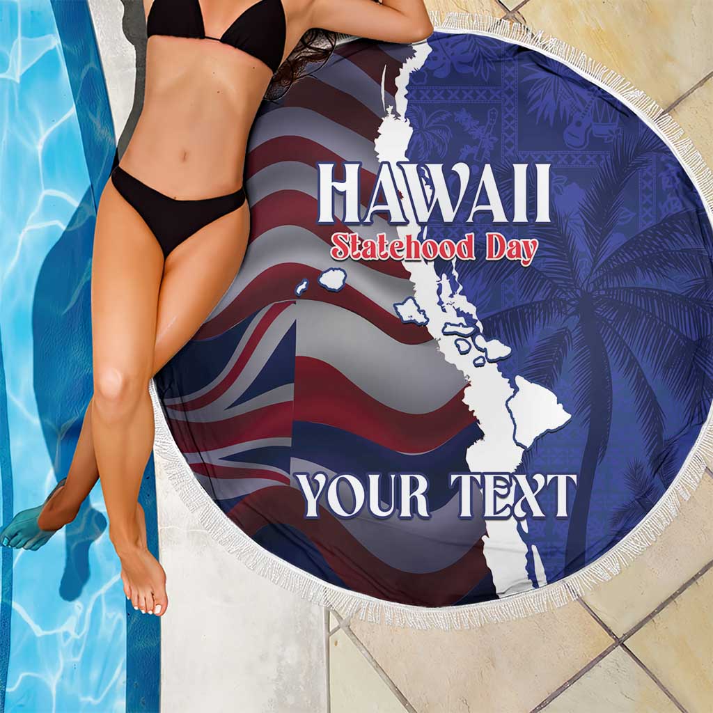 Personalized Hawaii Statehood Day Beach Blanket 66th Anniversary - Polynesian Pride