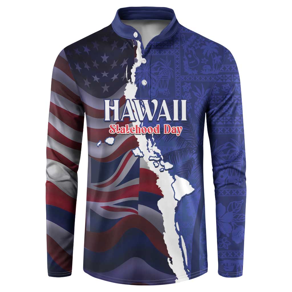 Personalized Hawaii Statehood Day Button Sweatshirt 66th Anniversary - Polynesian Pride