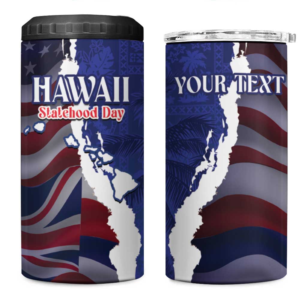 Personalized Hawaii Statehood Day 4 in 1 Can Cooler Tumbler 66th Anniversary - Polynesian Pride