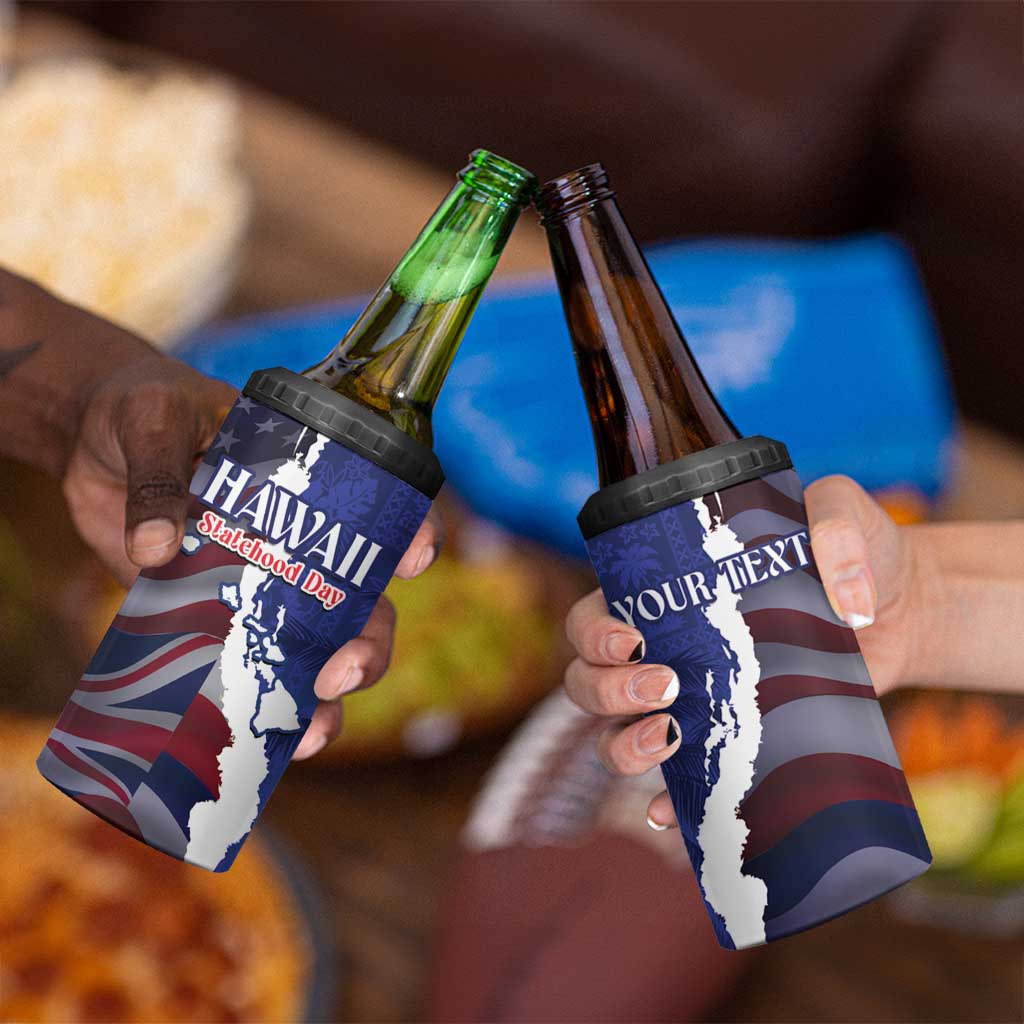 Personalized Hawaii Statehood Day 4 in 1 Can Cooler Tumbler 66th Anniversary - Polynesian Pride