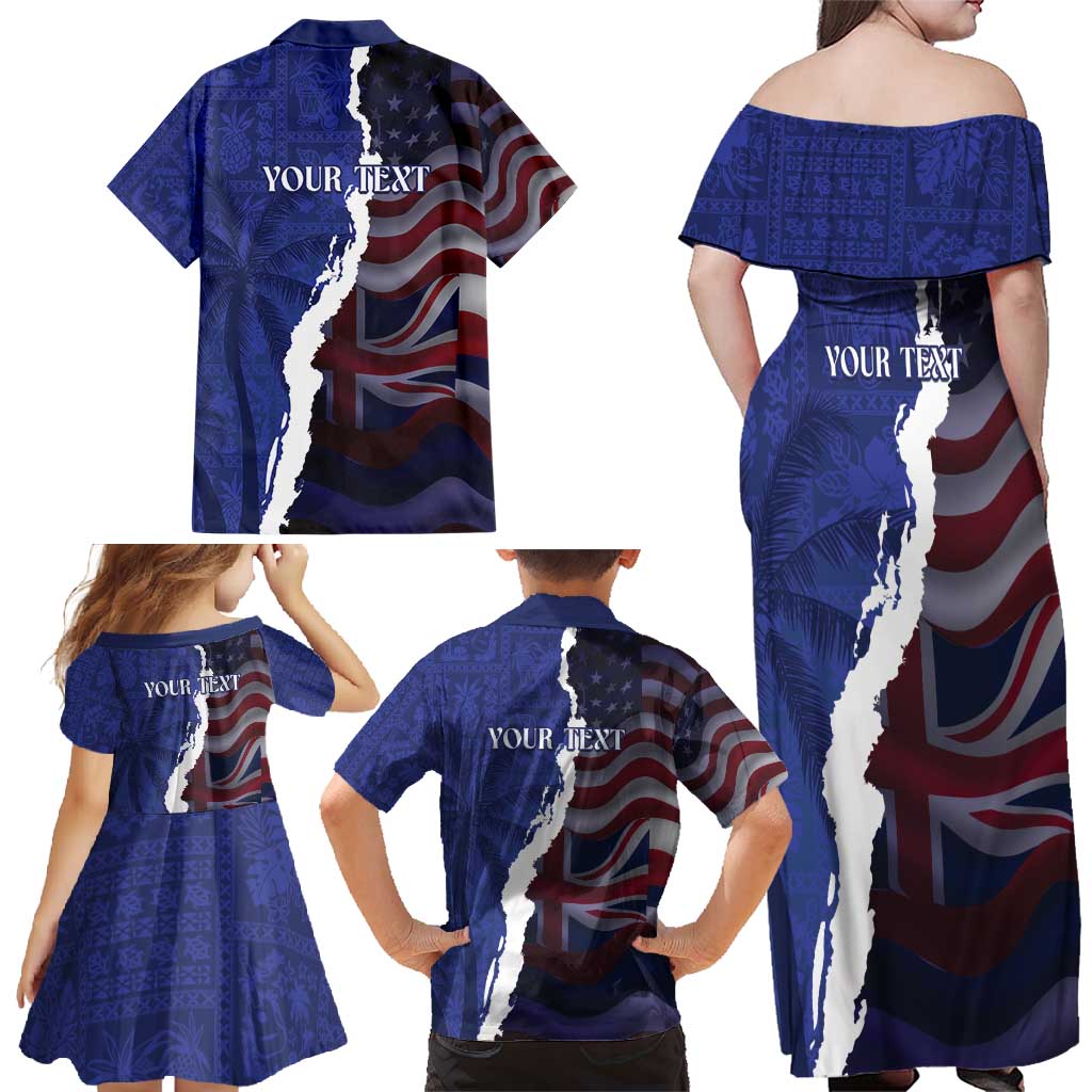 Personalized Hawaii Statehood Day Family Matching Off Shoulder Maxi Dress and Hawaiian Shirt 66th Anniversary - Polynesian Pride