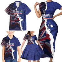 Personalized Hawaii Statehood Day Family Matching Short Sleeve Bodycon Dress and Hawaiian Shirt 66th Anniversary - Polynesian Pride