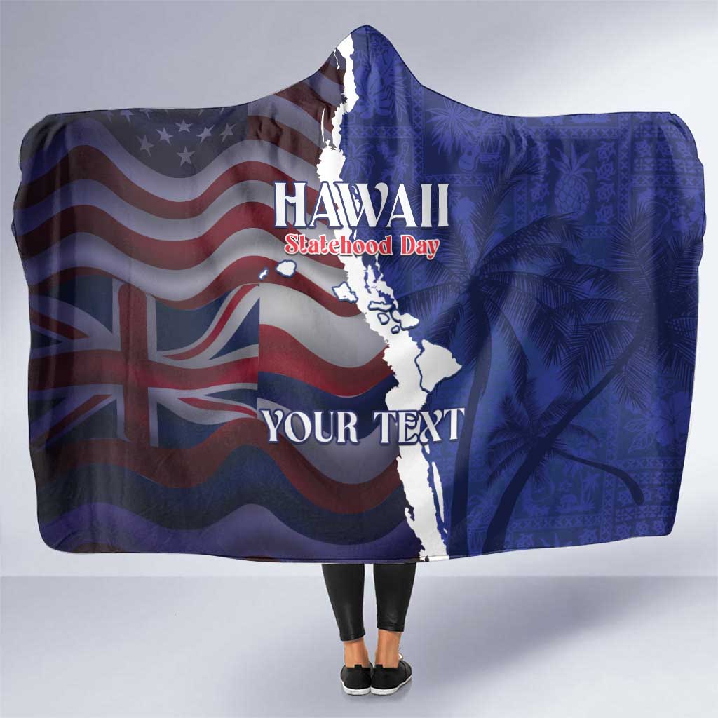 Personalized Hawaii Statehood Day Hooded Blanket 66th Anniversary - Polynesian Pride