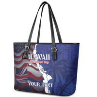 Personalized Hawaii Statehood Day Leather Tote Bag 66th Anniversary - Polynesian Pride