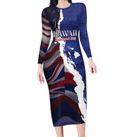 Personalized Hawaii Statehood Day Long Sleeve Bodycon Dress 66th Anniversary - Polynesian Pride