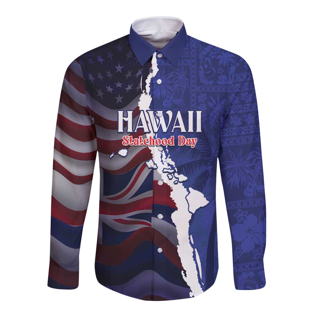 Personalized Hawaii Statehood Day Long Sleeve Button Shirt 66th Anniversary - Polynesian Pride