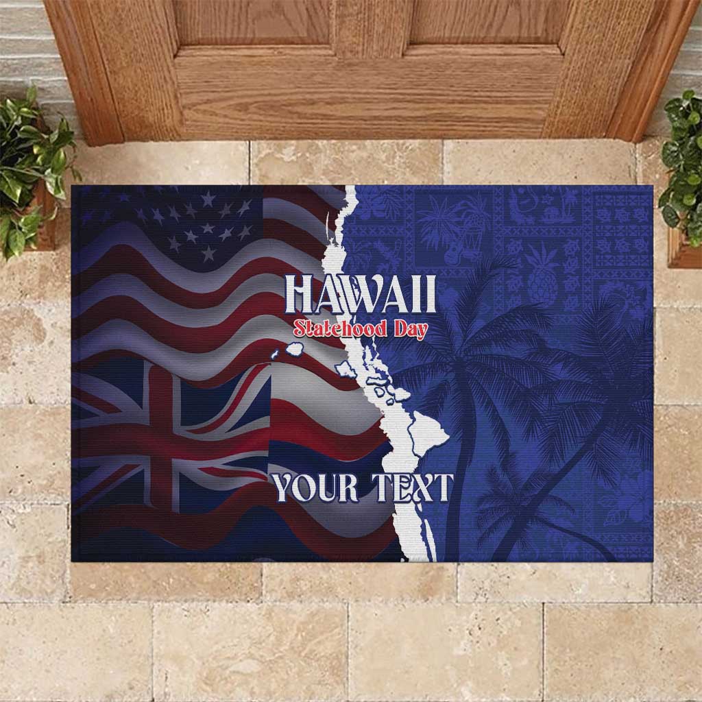 Personalized Hawaii Statehood Day Rubber Doormat 66th Anniversary - Polynesian Pride