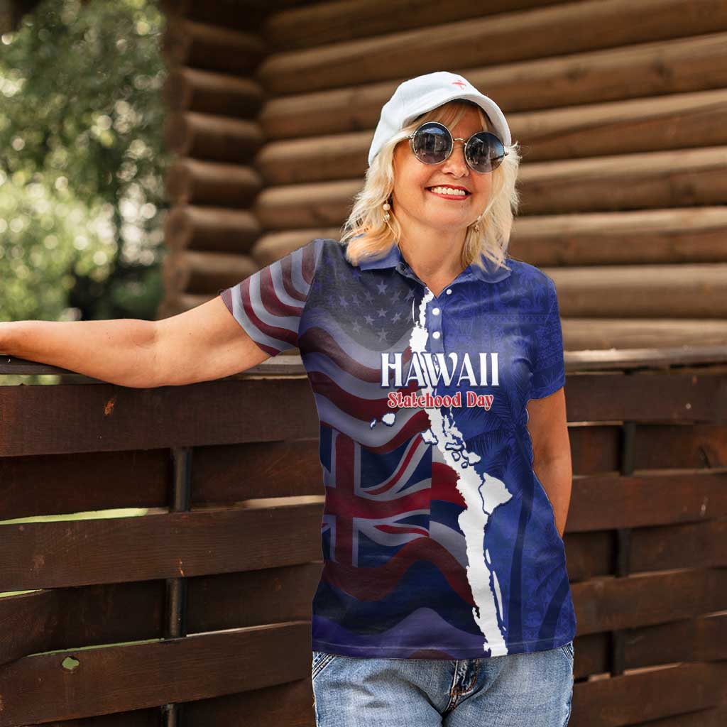 Personalized Hawaii Statehood Day Women Polo Shirt 66th Anniversary - Polynesian Pride