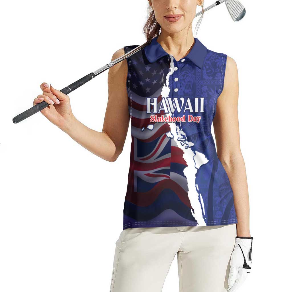 Personalized Hawaii Statehood Day Women Sleeveless Polo Shirt 66th Anniversary - Polynesian Pride