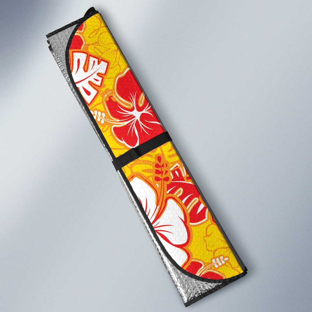 Yellow Hawaii Hibiscus Auto Sun Shade Tropical Flowers Seamless Pattern - Polynesian Pride