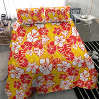 Yellow Hawaii Hibiscus Bedding Set Tropical Flowers Seamless Pattern - Polynesian Pride