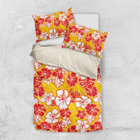 Yellow Hawaii Hibiscus Bedding Set Tropical Flowers Seamless Pattern - Polynesian Pride