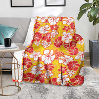 Yellow Hawaii Hibiscus Blanket Tropical Flowers Seamless Pattern - Polynesian Pride