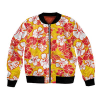 Yellow Hawaii Hibiscus Bomber Jacket Tropical Flowers Seamless Pattern - Polynesian Pride