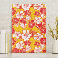 Yellow Hawaii Hibiscus Canvas Wall Art Tropical Flowers Seamless Pattern LT14 Without Frame Yellow - Polynesian Pride
