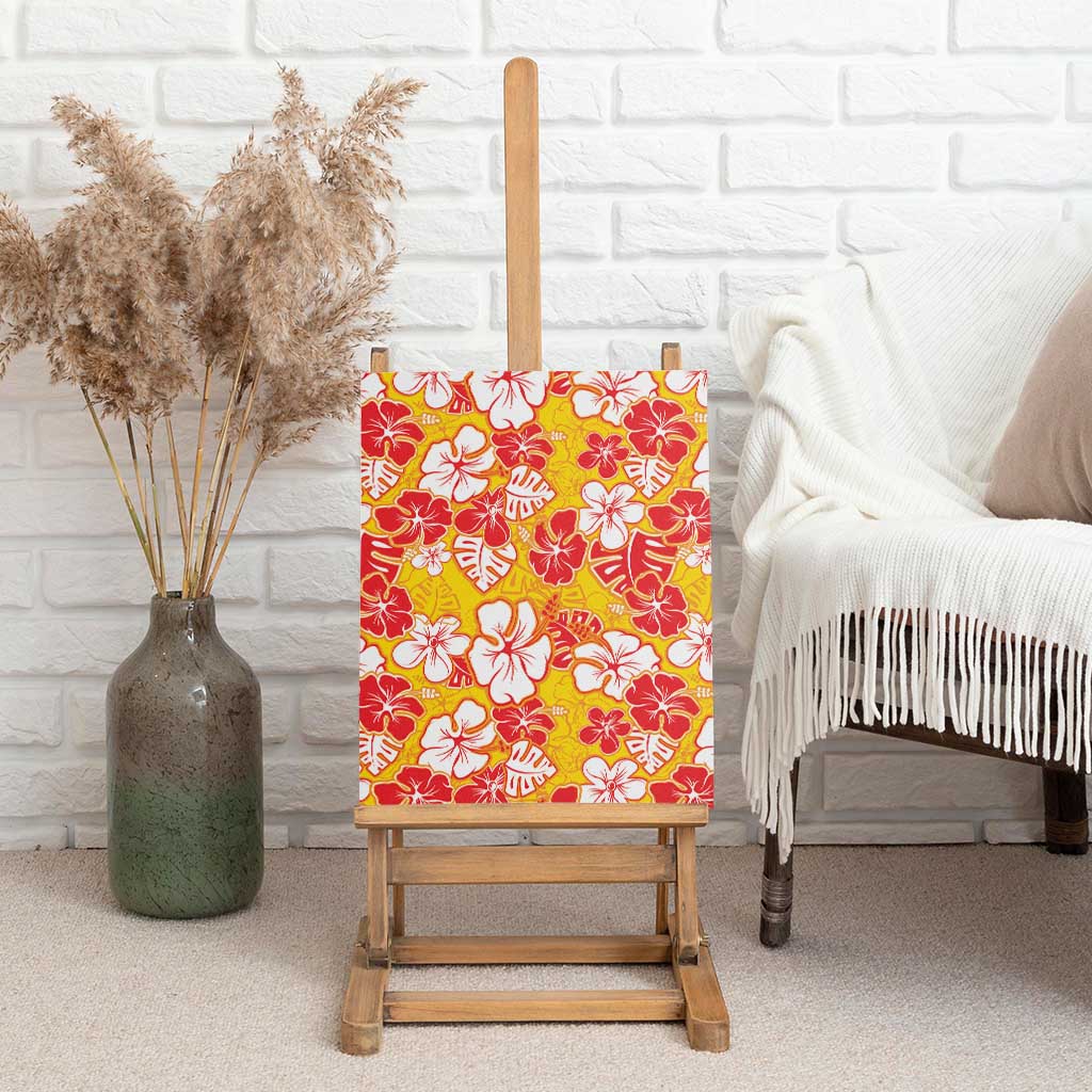 Yellow Hawaii Hibiscus Canvas Wall Art Tropical Flowers Seamless Pattern LT14 - Polynesian Pride