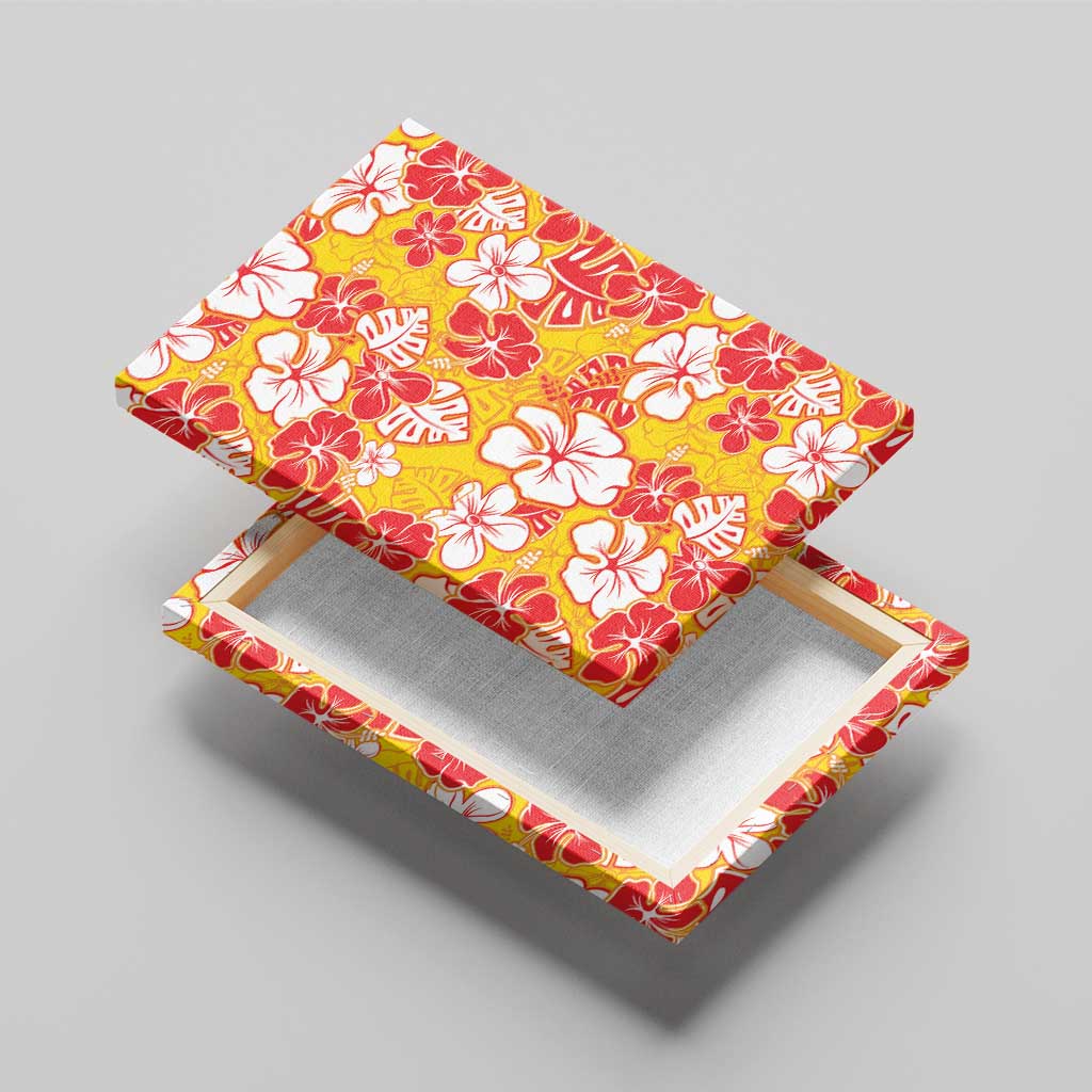 Yellow Hawaii Hibiscus Canvas Wall Art Tropical Flowers Seamless Pattern LT14 - Polynesian Pride