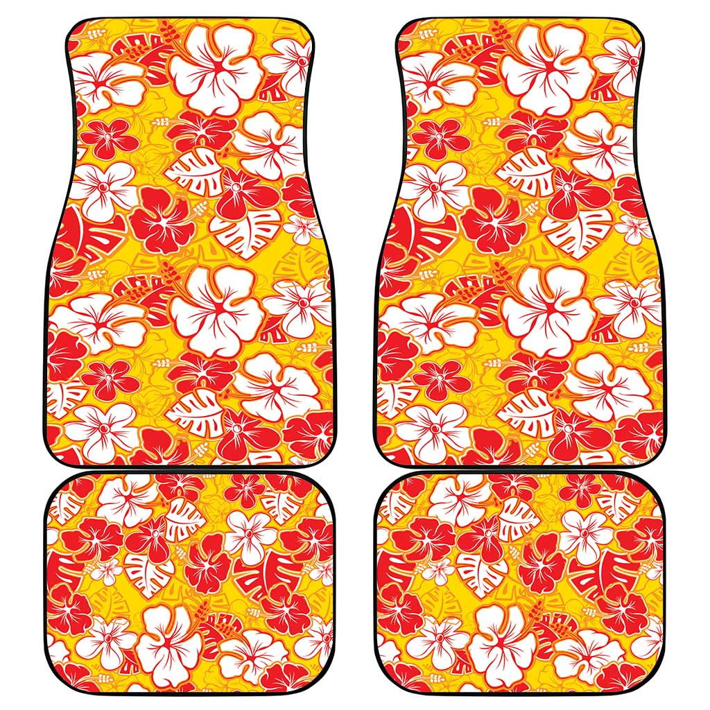 Yellow Hawaii Hibiscus Car Mats Tropical Flowers Seamless Pattern - Polynesian Pride